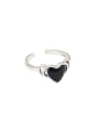 thumb 925 Sterling Silver Enamel Heart Vintage Band Ring 0