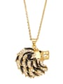 thumb Brass Cubic Zirconia Tiger Lion  Head Vintage Necklace 1