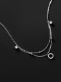 thumb 925 Sterling Silver Rhinestone Geometric Minimalist  Double layer  Anklet 3