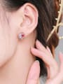 thumb 925 Sterling Silver Cubic Zirconia Moon Minimalist Asymmetrical Stud Earring 1