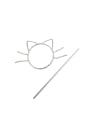 thumb Alloy Minimalist  Concave and convex hollow cat hairpin 2