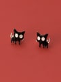 thumb 925 Sterling Silver Enamel Cat Trend Stud Earring 2