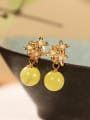 thumb 925 Sterling Silver Amber Flower Ethnic Drop Earring 2