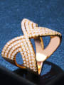 thumb Brass Cubic Zirconia Geometric Statement Cocktail Ring 2
