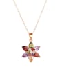 thumb Brass Cubic Zirconia Multi Color Flower Dainty Necklace 0