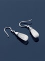 thumb 925 Sterling Silver Cats Eye Water Drop Minimalist Hook Earring 0