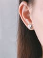thumb 925 Sterling Silver Enamel Heart Minimalist Stud Earring 0