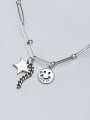 thumb 925 Sterling Silver  Vintage Retro smiley Pentagram hollow chain Necklace 1