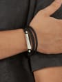 thumb Stainless steel Leather Weave Hip Hop Set Bangle 1