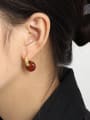 thumb 925 Sterling Silver Carnelian Geometric Minimalist Huggie Earring [Single+Only One] 1