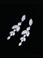 thumb Brass Cubic Zirconia Leaf Luxury Cluster Earring 0