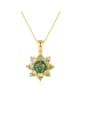 thumb 925 Sterling Silver Simple Opal Inlaid Zircon Sun Flower  Necklace 0