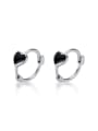 thumb 925 Sterling Silver Black Enamel Heart Cute Clip On Earrings 2
