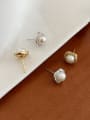 thumb 925 Sterling Silver Imitation Pearl Square Minimalist Stud Earring 2