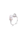 thumb Sterling Silver special shaped synthesis pearl personality ring 0