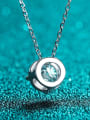 thumb Sterling Silver Moissanite Round Dainty Necklace 2