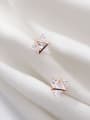 thumb 925 Sterling Silver Cubic Zirconia White Triangle Cute Stud Earrings 1