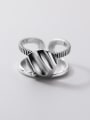 thumb 925 Sterling Silver Double Layer Geometric Vintage Stackable Ring 1