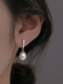 thumb 925 Sterling Silver Imitation Pearl Geometric Minimalist Drop Earring 1