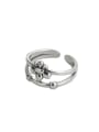 thumb Vintage Sterling Silver With Platinum Plated Simplistic Cross Free Size Rings 3