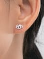 thumb 925 Sterling Silver Cubic Zirconia Asymmetrical Evil Eye Cute Stud Earring 1