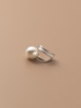 thumb 925 Sterling Silver Imitation Pearl Enamel Geometric Minimalist Stud Earring 4