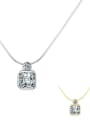 thumb 925 Sterling Silver Cubic Zirconia Minimalist  Square Pendant Necklace 3