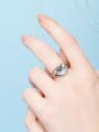 thumb 925 Sterling Silver Opal Heart Minimalist Band Ring 1