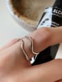 thumb 925 Sterling Silver Irregular Minimalist Hollow Shaped Stackable Ring 1