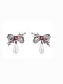 thumb Brass Cubic Zirconia Bowknot Vintage Cluster Earring 3