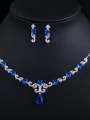 thumb Copper Cubic Zirconia Luxury Flower Earring and Necklace Set 0