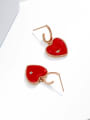thumb Alloy Cubic Zirconia Red Enamel Heart Dainty Drop Earring 2