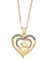 thumb Brass Cubic Zirconia Letter Vintage Heart  Pendant Necklace 3