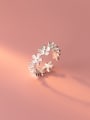 thumb 925 Sterling Silver Cubic Zirconia Flower Minimalist Band Ring 0