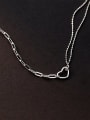 thumb 925 Sterling Silver Heart Minimalist Multi Strand  Asymmetrical Double Chain Necklace 2