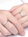 thumb 925 Sterling Silver Smooth Geometric Minimalist Couple Ring 1