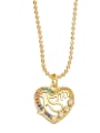thumb Brass Cubic Zirconia Crown Vintage Heart Pendant Necklace 2