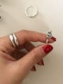 thumb 925 Sterling Silver Heart Cross  Vintage Band Ring 1