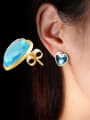 thumb Stainless steel Glass Stone Heart Minimalist Stud Earring 1