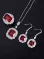 thumb Brass Cubic Zirconia Earring Ring and Pendant Set 2