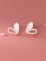 thumb 925 Sterling Silver Cubic Zirconia Heart Minimalist Stud Earring 0