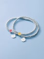 thumb 925 Sterling Silver Smiley Minimalist Beaded Bracelet 0