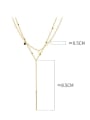 thumb 925 Sterling Silver Tassel Minimalist  Double Layer Chain Lariat Necklace 3