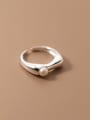 thumb 925 Sterling Silver Imitation Pearl Geometric Minimalist Band Ring 2