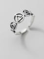 thumb 925 Sterling Silver  Vintage Geometric triangle circle  Band Ring 0
