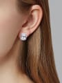thumb 925 Sterling Silver Birthstone Rectangle Dainty Stud Earring 2