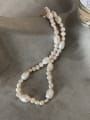 thumb 925 Sterling Silver Freshwater Pearl Geometric Artisan Necklace 0