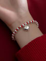 thumb 925 Sterling Silver Bead Heart Vintage Beaded Bracelet 1