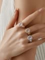 thumb 925 Sterling Silver Natural Stone Geometric Minimalist Band Ring 1