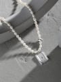thumb 925 Sterling Silver Freshwater Pearl Geometric Vintage Necklace 1